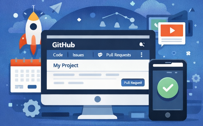GitHub repository and collaboration illustration